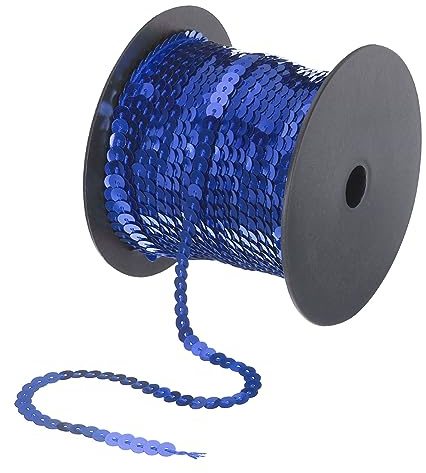 QUARKZMAN 100 Yards Flach Pailletten Streifen 6mm Laser Stoff Dunkel Blau | Pailletten Paillette Dreieck Pailletten Trimmen Handwerk Basteln Pailletten Fransen Nähen