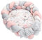 Babynest Neugeborene Nestchen Baby 75 x 45 cm – Plüschstoff Kuschelnest mit Zopf Kissen zerlegbares Set zweiseitig Babynestchen Babybett Wilde Rose Farbton B