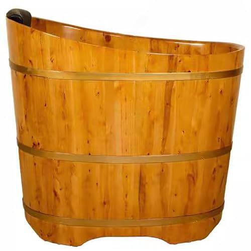 MegLob Baignoire en Bois Autoportante Compacte, Petite Baignoire De Trempage en Bois Massif Mobile, Baignoires Autonomes, Baignoire De Trempage Profonde Auto-en Forme Classique,Dark