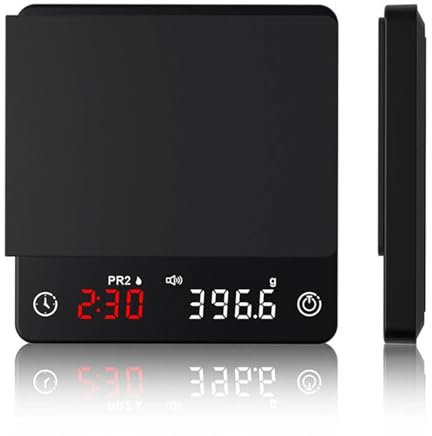 Báscula de café con temporizador, mini báscula de cocina inteligente con temporizador de 2 modos, báscula de cocina recargable por USB, 0,1 g/2 kg, báscula de café de alta precisión con tara