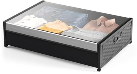 Kcvzitrds -Aufbewahrungsbox, unter dem Bett, mit Rollen, mit robusten Metallrohren, Aufbewahrungsbox, rollbar unter dem Bett