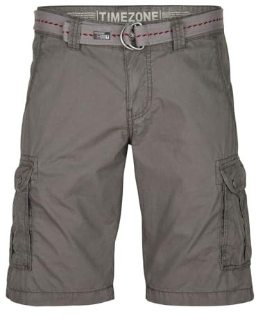 Timezone Cargo Shorts Herren mit Gürtel Regular Fit MaguireTZ Kurze Hosen Cargoshorts Sommer 100% Baumwolle, Größe:33, Farbe:Washed Grey (8122)
