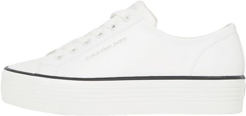Calvin Klein Damen Vulcanized Sneaker Bold Low aus Leder, Weiß (Bright White/Black), 37