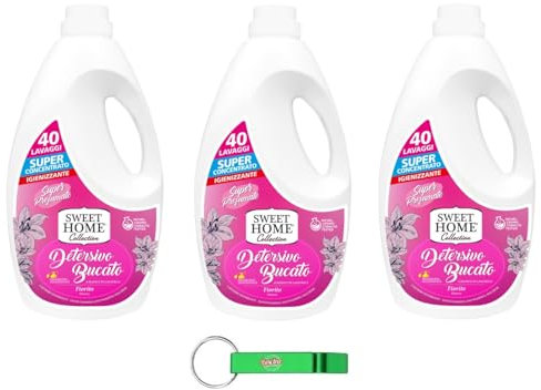 Sweet Home Detersivo Liquido per Bucato Fiorito - Detersivo liquido 40 lavaggi - 2000 ml + portachiavi Beni Culinari