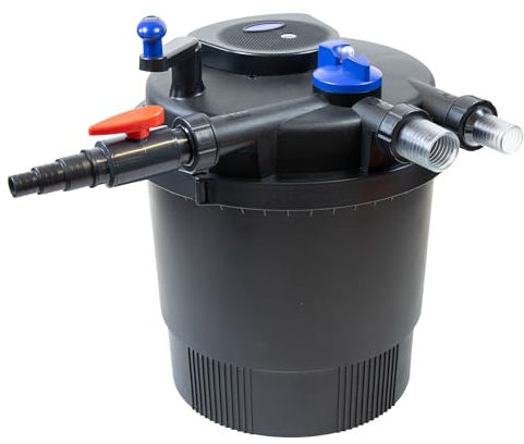 VIALIA CPF-20000 Druckteichfilter UVC 36 Watt, für Teiche bis 40000 Liter, Teichfilter mit Rückspülfunktion, 12000 L/h Fördermenge