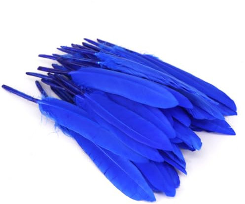 Anevous 100 Stück Federn, Federn zum Basteln Federn Lang Bastelfedern zum Karnival Dekoration, Feder Deko für DIY Basteln, Traumfänger, Hochzeit Deko, Kopfschmucksfedern Ohrring,Königsblau