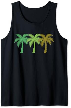 Cool Summer Vacation Men Women Sunset Beach Palm Tree Tank Top
