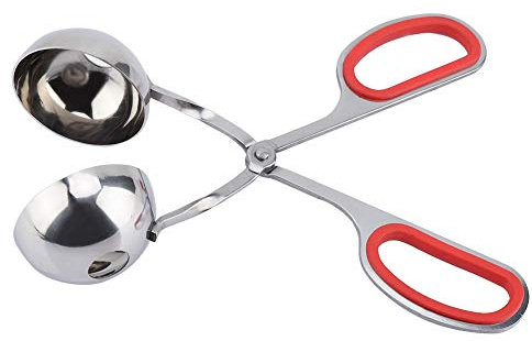 Hominas Pince Moule à Boulettes De Viande, Pinces à Billes Meatball Outil De Fabrication De Boulettes Pince à Glace En Acier Inoxydable pour La Cuisine, Rouge