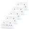 JIMEIDA White Double Switched Power Socket 5 Pack with USB A and Type C Charging Ports Crystal Glass Panel Wall Outlet 13 Amp Electric Socket