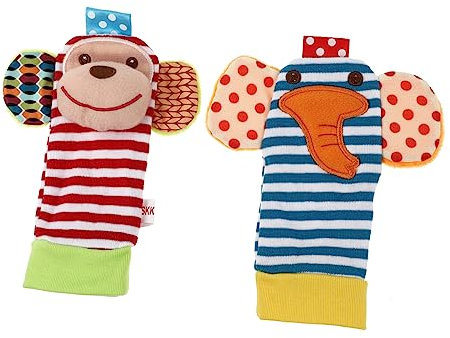 QUMIIRITY Hochets Chaussettes Pour Bébés Détecteurs De Pieds En Tissu Doux 2 Pièces Multicolore Stimulation Sensorielle Bébé Premier Âge Présent Évolutif Pour Éveil Et Motricité