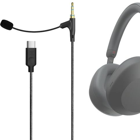 GEEKRIA Boom-Mikrofon-Kopfhörerkabel, kompatibel mit Sony WH-1000XM5, Skullcandy Crusher ANC 2, Beats Solo 4, USB-C-Buchsen-Ersatzkabel mit Boom-Mikrofon für Gaming und Meetings (1,7 m)