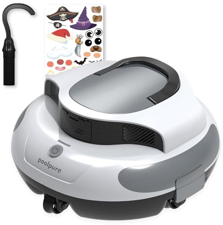 POOLPURE AquaGuard SE II Robot nettoyeur de piscine sans fil – Autonomie de 120 minutes avec batterie de 5000 mAh, double moteur de 30 W pour piscines hors sol et creusées, nettoyage automatique avec