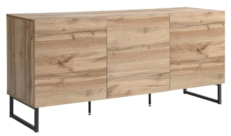 Vente-unique - Anrichte mit 3 Türen ‚Äì Natur ‚Äì CEVANIA
