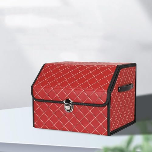 YJTYC Auto Kofferraum Organizer für Alfa Romeo 156 Saloon Sedan 156 GTA 1997-2008, Kofferraumtaschen Aufbewahrungs Wasserdicht Faltbarer Aufbewahren Verstauen Zubehör,C-Red-38 * 32 * 30cm