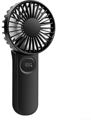 Faltbarer Handventilator mit LED-Betriebsanzeige und langlebiger Batterieleistung (schwarz)