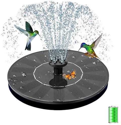 Fuente solar con batería de 3,5 W, batería de 1200 mAh, 2025, actualización solar, bomba de agua para estanque, trabajo en días nublados, bomba solar flotante con 6 boquillas para jardín, baño de