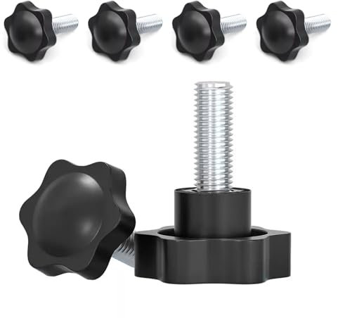 Zasjon 6 Piezas Tornillos M10 x 60mm Tornillo de Cabeza Moleteada, Estrella Perilla de Sujecion Agarre, Tornillo de Apriete Perilla Manija Apretarse Tornillo de Pulgar Tornillo de Mano para Maquinaria