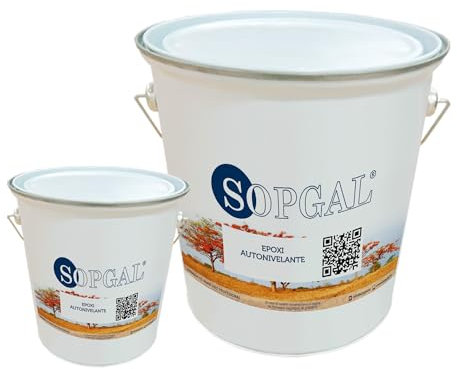 Sopgal Résine Époxy auto-nivelante (10 kg + 2 kg - Nuancier RAL) - Bicmomposante pour sols commerciaux, parkings, ateliers, garages...
