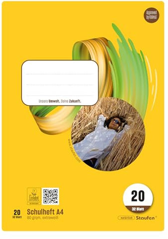 Staufen Style Schulheft - 5 Hefte je 32 Blatt, DIN A4, Lineatur 20 (blanko), 80 g/m² Papier