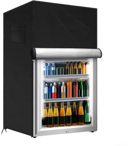 Eawfgtuw Outdoor Refrigerator Cover, Dust-proof Waterproof for Protecting Vertical Freezers, Beverage Refrigerators, Upright Mini Freezer Cover(Black 58 * 58 * 142CM)