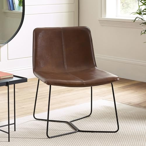 Julian Bowen Joren Tan Brown PU Leather Lounge Chair | Lounge Chair for Living Room, Padded Seat, Supportive Metal and Plywood Frame