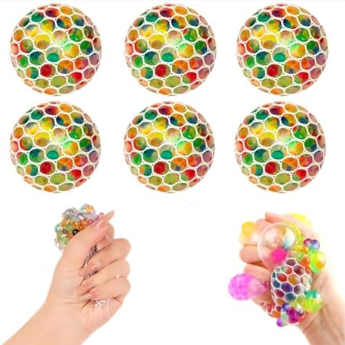 6 pezzi - Palla a pressione, palla da schiacciare, pall a rete con uva, pall per esercizi manuali e palla antistress, palla morbida, adatta ad Buoni amici (6 cm)