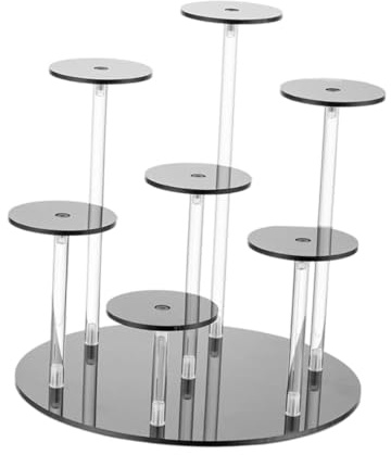VDCVADKYE Acryl-Aufsatzregal, Runder Acryl-Displayständer, 7 Ebenen, for Schmuck, Steine, Uhren, Cupcakes, Sammlerstücke, 2 Farben(Black)
