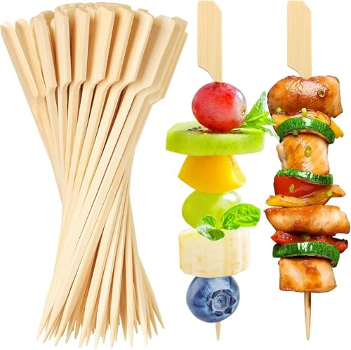 Alitree 300 Piezas Palillos para Aperitivos, 9cm Brochetas de Bambú | , Pinchos de Madera, Palitos de Comida para Dedos, para Cócteles, Barbacoas, Aperitivos y Frutas en Fiestas,Cumpleaños