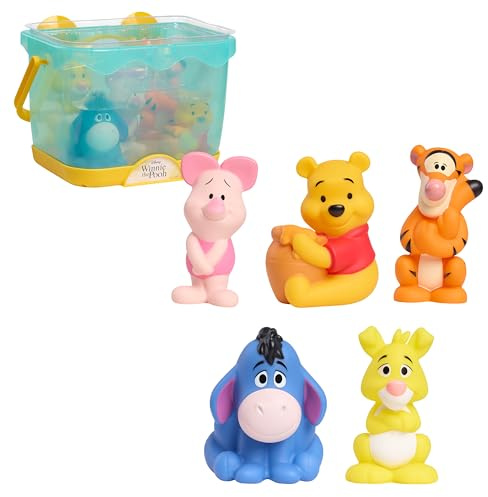 Just Play Signature Collection Winnie The Pooh Bath Caddy | Pooh, Piglet, Tigger, Eeyore e Rabbit, porta giochi con ventosa, resistente alla muffa, giochi d’acqua, bimbi 3+