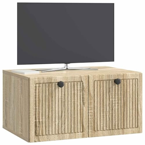 vidaXL Wandmontierter TV-Schrank Sonoma-Eiche 59,5 x 41 x 30 cm, Moderner Wohnraum, rechteckiger TV-Schrank, viel Stauraum, Wandmontage, kompakter Organizer fürs Zuhause