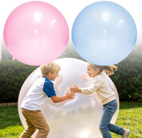 2 Stück Bubble Ball, 120cm Wasserball Transparenter XXL, Reißfester Wasserblasenball für Erwachsene, Große Wasserblasenball Für Beach Garden Ball Party im Freien