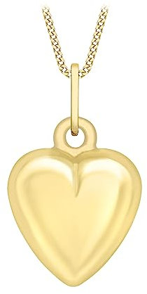 CARISSIMA Damen verlötet Trace Halskette mit 9mm x 15mm Herz Anhänger 9k(375) Gelbgold 0.6mm 46/18zoll