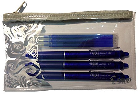 Frixion Pilot Tintenroller Ball Clicker (3er Sparpack + 3 Minen + Etui, Blau)