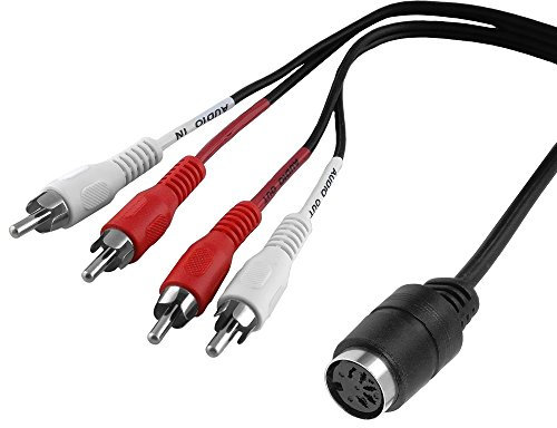 BestPlug 20cm Y Audio Stereo Kabel Adapter Verteiler Splitter Weiche, 4 L-R Cinch Stecker männlich auf 1 5pol MIDI Buchse Kupplung weiblich, Schwarz