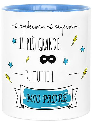 LA MENTE ES MARAVILLOSA - Tazza in Ceramica con Frase e Disegno |Né Spiderman né Superman, il più Grande Eroe è Mio Padre| 330 ml Originale Regalo per Persona Speciale, Tazza di Caffè e Tè