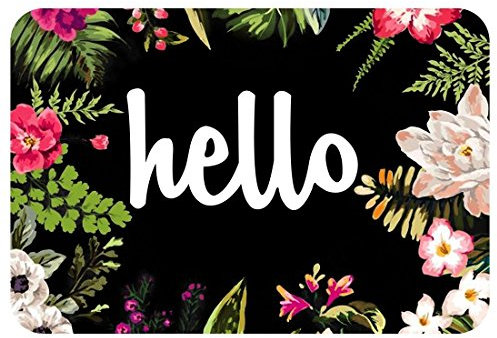 Hello Flowers Fußmatte Thug Life Fußmatte Eingangsmatte Bodenmatte Teppich Indoor/Outdoor/Haustür/Badezimmer Matten Gummi rutschfest 76,2 x 45,7 cm (schwarz Hello)