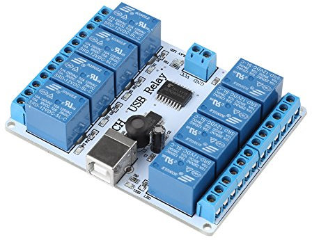 Placa de módulo de relé controlado de 8 canales USB tipo B DC 12V Control de computadora programable para automatización de robótica