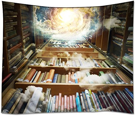 YISUMEI 150x130 cm Tapisserie Wandteppich Wandbehang Tabelle Vorhang Wand Decor Tisch Couch Bezug Picknick Decke Beach Überwurf Bibliothek Bücherregal Bücher Wissen Galaxy