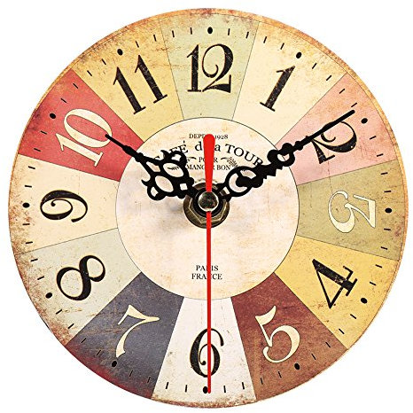 Zerodis Europäische Art runde antike hölzerne Hauptschlafzimmer-Büro-Wanduhr-Dekoration(#2)