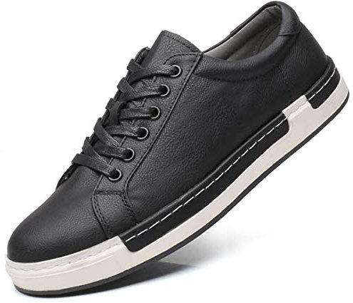 AARDIMI Herren Sneaker Casual Shoes Plus Size 38-50 PU Leather Sneakers Spring Autumn Lace Up Gold Silver Color Men Footwear(Hersteller-Größentabelle im Bild Beachten) (42 EU, Z-Schwarz)