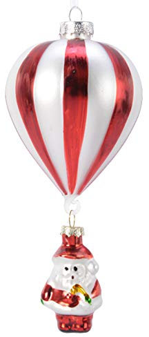 Christbaumschmuck Glas 15cm Weihnachtsmann mit Ballon Weihnachtskugeln rot/weiß