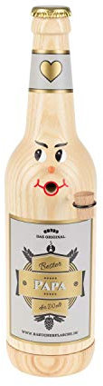 Colours-Manufaktur Räucherflasche - Räucherfigur Räuchermännchen Räuchergefäß Bier Sekt Bierflasche Jubiläum Vatertag Muttertag (Longneck 0,5 - Bester Papa, Natur)