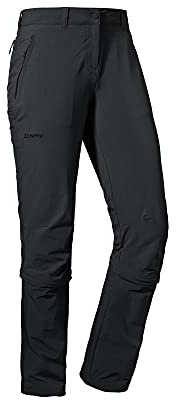 Schöffel Damen Pants Engadin1 Zip Off, elastische Damen Hose mit Zip-Off Funktion, kühlende und schnell trocknende Outdoor Hose für Frauen, Black, 76
