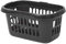 Plastic High Grade Hipster Style Washing Clothes Linen Storage Basket - Mid-night Black (Darkish Grey)