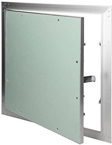 ECD Germany Puerta de Inspección Revisión 400x400mm Cartón de Yeso Inserto GK 12,5mm Marco de Aluminio Solapa de Mantenimiento Tapa de Limpieza Panel Trampilla Acceso Instalación en Paredes y techos