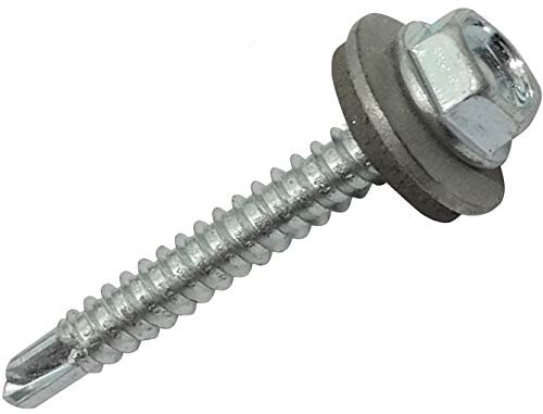 AERZETIX - C44536 - Lot de 20 - Vis autoperceuse M4.8x38mm + rondelle d'étanchéité - à empreinte hexagonale 8mm - en acier zingué - DIN7504K - tôle bardage métallique chéneaux panneaux sandwich
