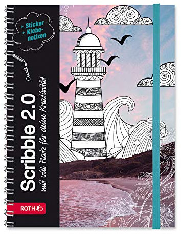 ROTH Scribble Timer 'Lighthouse', 15,7x21,2 cm, Wire-O-Bindung, 1 Woche 2 Seiten, mit Gummiband und Stickerbogen