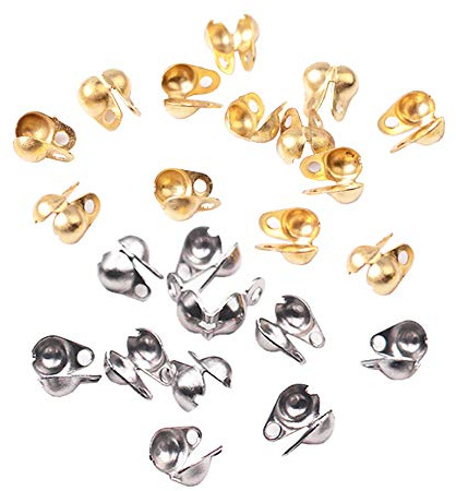 FSSTUD 200 PCS Open Bead Tips Knot Covers Clamshell End Cap Crimps Beads Ball Chain Connector Clasp for Jewellery Craft Making 1.5mm