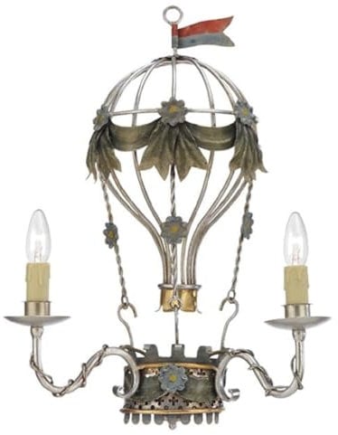 Casa Padrino Luxus Jugendstil Wandleuchte Heißluftballon Silber/Mehrfarbig 37 x 15 x H. 50 cm - Barock & Jugendstil Wohnzimmer Wandleuchten