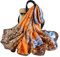 Silk scarf Women Shawl Yellow Scarf Stain Neckerchief Head Wrap Thin Scarf Ladies Beach Shawl Vintage Bridal Chiffon Scarf Muslim Colorful Cloth Christmas Decorations Scarf Belt (Orange)